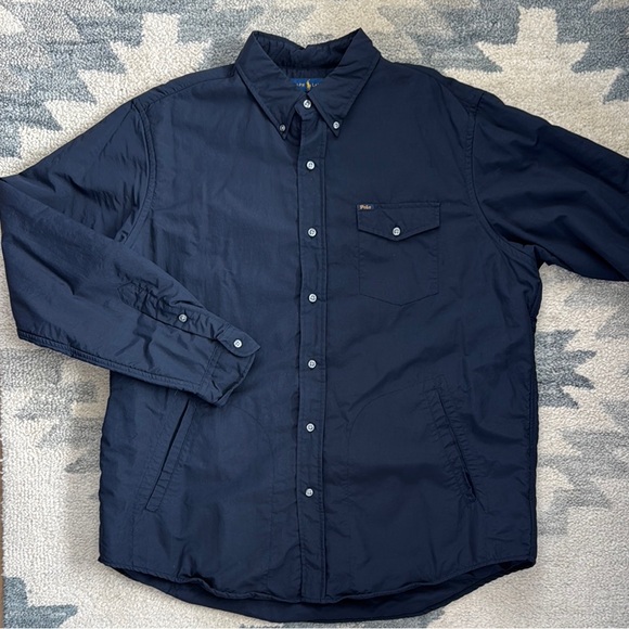 Polo Ralph Lauren padded Nylon Navy Blue Button-Up Shirt Jacket